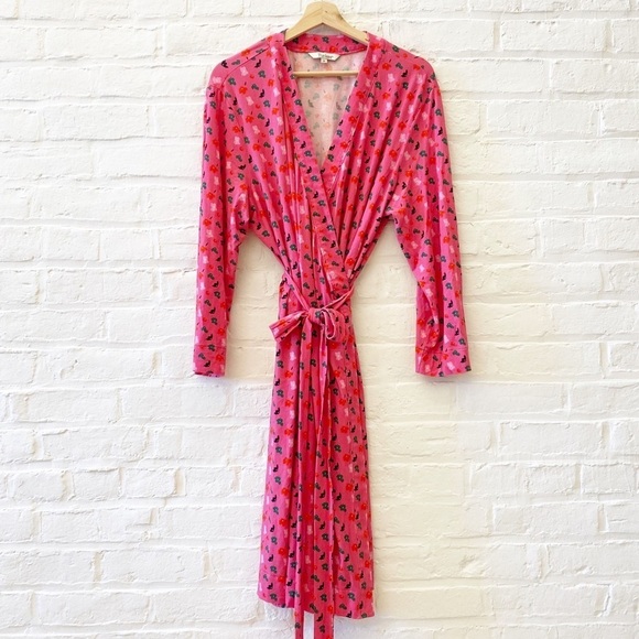 Tucker || Rachel Bamboo Jersey Wrap Dress Floral Pink 2X - Picture 1 of 5
